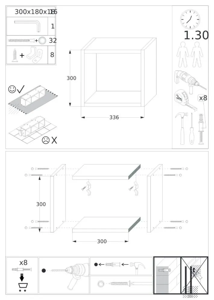 Komplet 4 wiszących półek TUTTI dąb sonoma na książki i dekoracje | MIRAT.