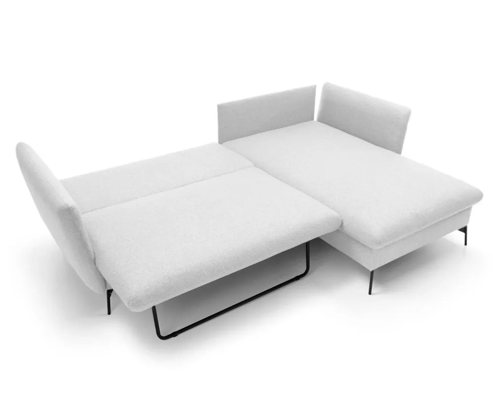 Narożnik z funkcją spania LINDA jasny szary prawy sprężynowy I sklep meblowy MIRAT.