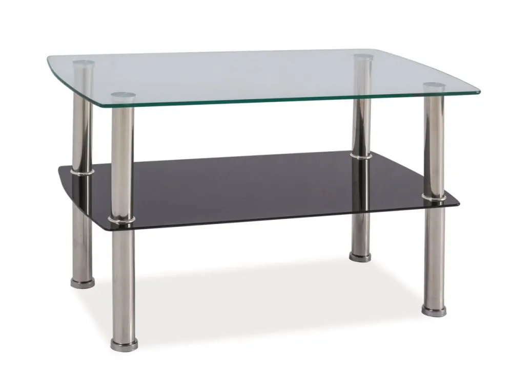 Ława IRENE szklana ze szklaną półką w stylu nowoczesnym | MIRAT.