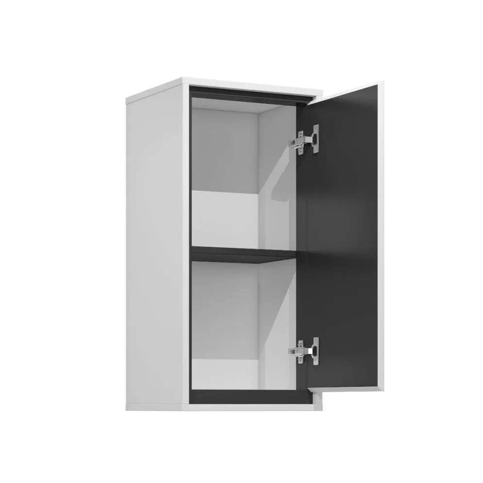 Szafka łazienkowa GAJA 1D 35cm biały połysk/czarna z półką I sklep meblowy MIRAT.  kolekcja GAJA