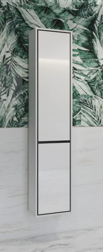 Szafka łazienkowa GAJA 2D 35cm biały połysk/czarna wysoka I sklep meblowy MIRAT.