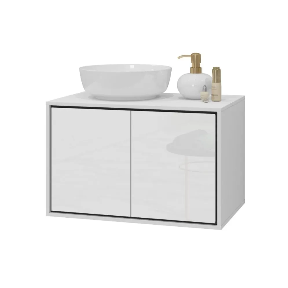 Wisząca szafka pod umywalkę nablatową GAJA 2D 78cm biały połysk/czarna I sklep meblowy MIRAT.  kolekcja GAJA