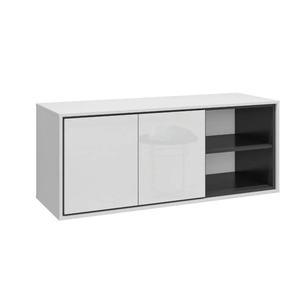 Szafka pod umywalkę nablatową GAJA 2D 120cm biały połysk/czarna z regałem I sklep meblowy MIRAT.  kolekcja GAJA