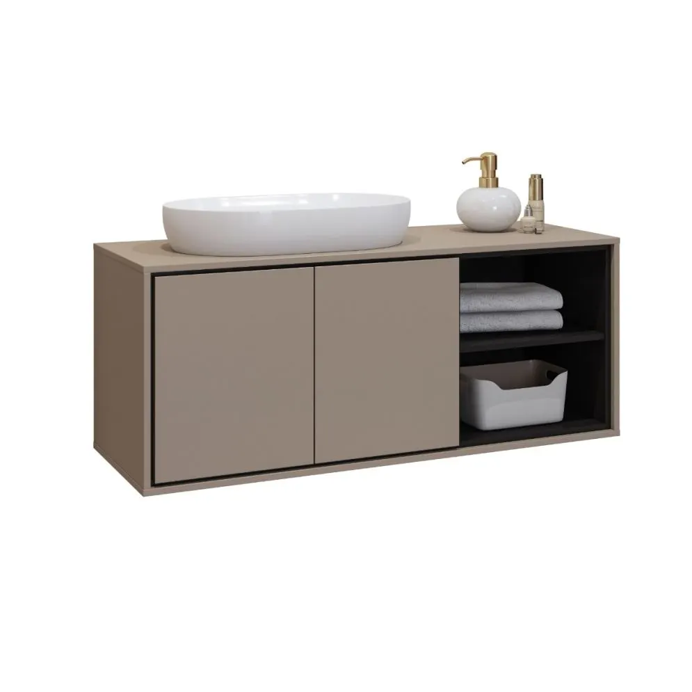 Szafka pod umywalkę nablatową GAJA 2D 120cm congo/czarna z regałem I sklep meblowy MIRAT.  kolekcja GAJA