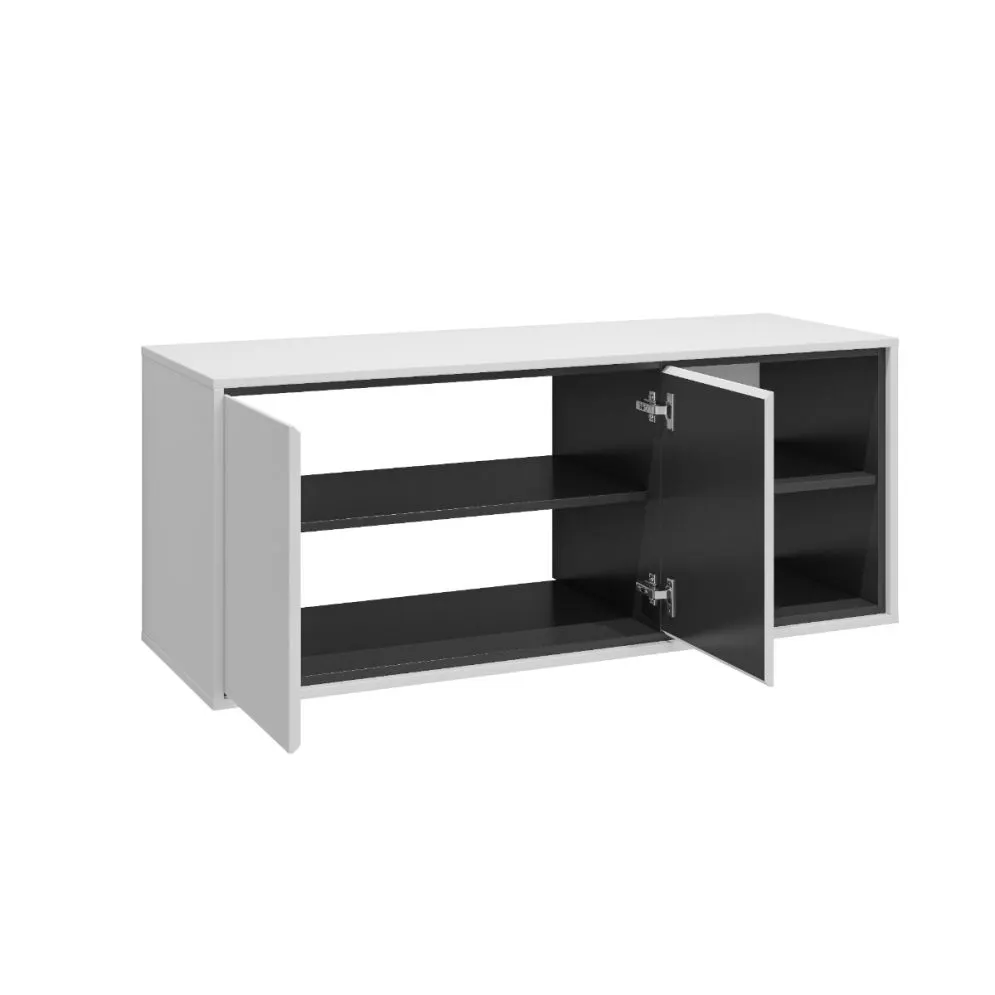 Szafka pod umywalkę nablatową GAJA 2D 120cm biały połysk/czarna z regałem I sklep meblowy MIRAT.  kolekcja GAJA