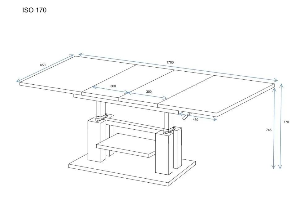 Ława rozkładana podnoszona ISO 110(170)x65 dąb stirling polskiej produkcji I sklep meblowy MIRAT.