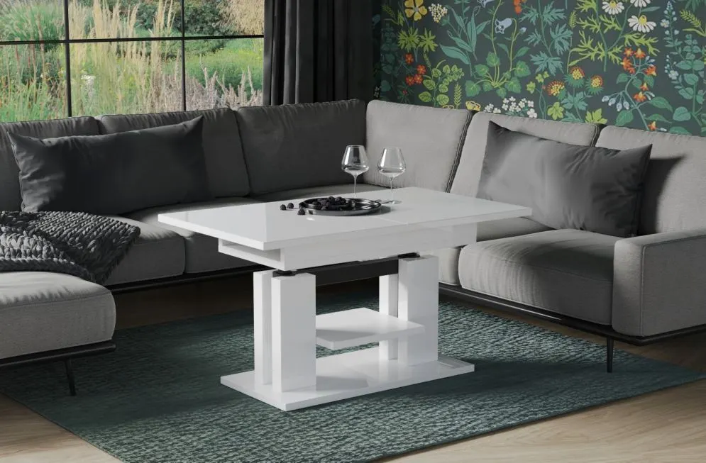 Ława rozkładana podnoszona ISO 110(170)x65 biały połysk nowoczesna I sklep meblowy MIRAT.