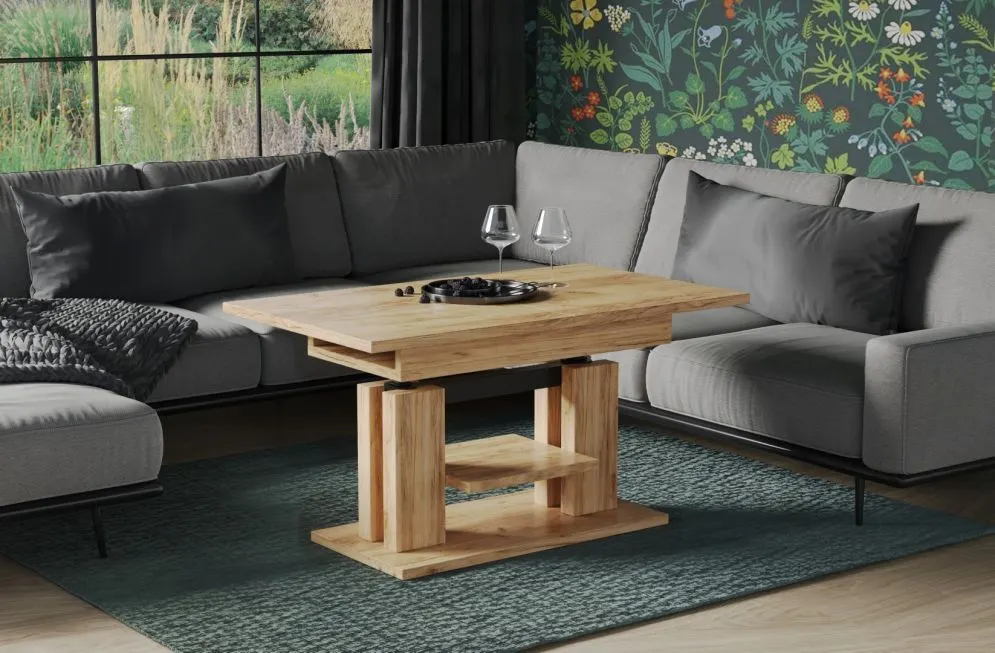 Ława rozkładana podnoszona ISO 110(170)x65 dąb złoty craft do salonu I sklep meblowy MIRAT.