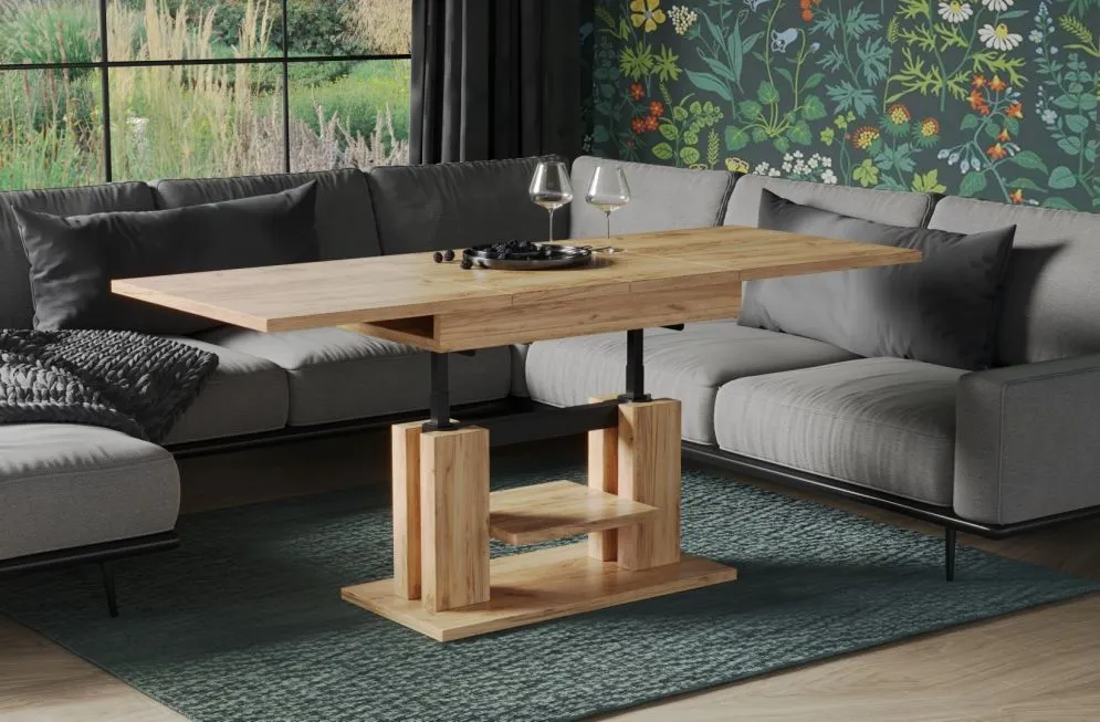 Ława rozkładana podnoszona ISO 110(170)x65 dąb złoty craft do salonu I sklep meblowy MIRAT.