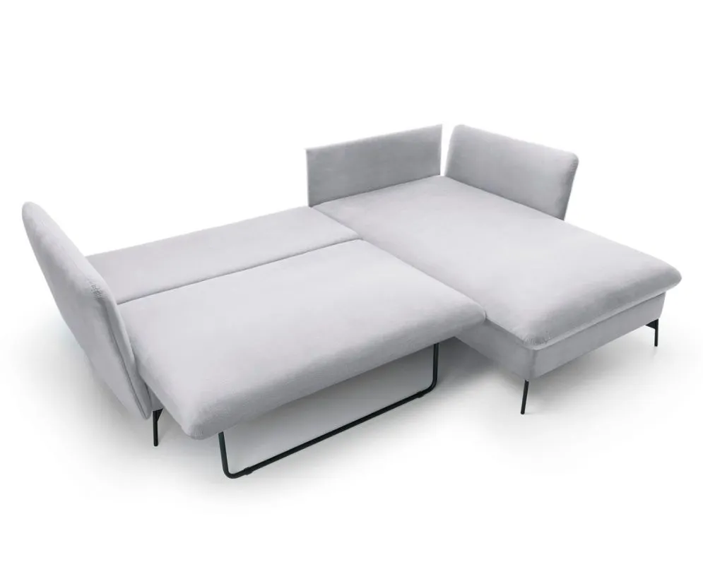 Narożnik z funkcją spania LINDA VELVET szary prawy typu-L I sklep meblowy MIRAT.