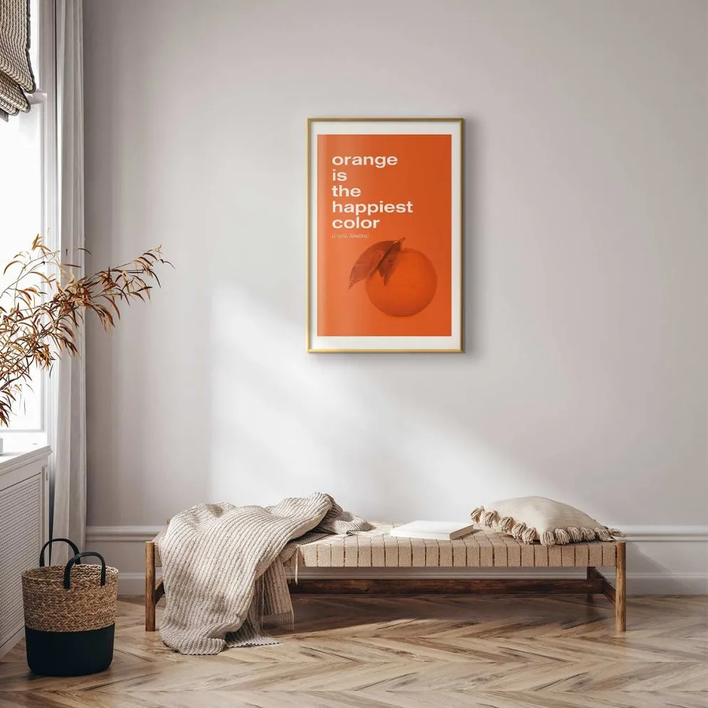 Plakat The Happiest Colour 60x90 cm z ramą złotą z marginesem | MIRAT.