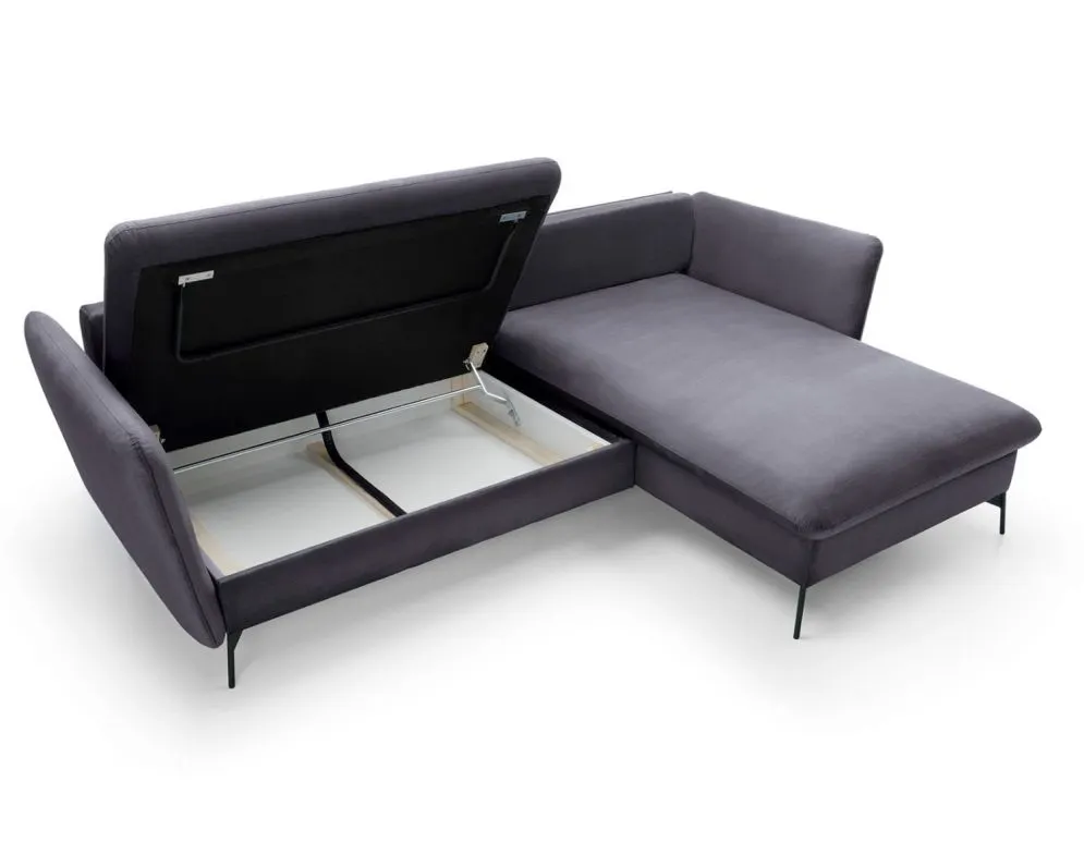 Narożnik z funkcją spania LINDA VELVET grafitowy prawy I sklep meblowy MIRAT.