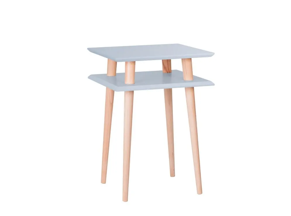 Stolik kawowy SQUARE HIGH jasnoszary z półką do salonu | MIRAT. w stylu SKANDYNAWSKI kolekcja