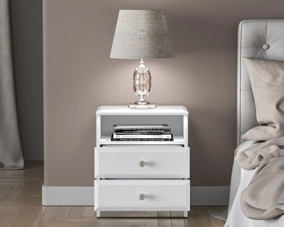Szafka nocna BLANC 04 biały połysk I sklep meblowy MIRAT. styl GLAMOUR kolekcja BLANC