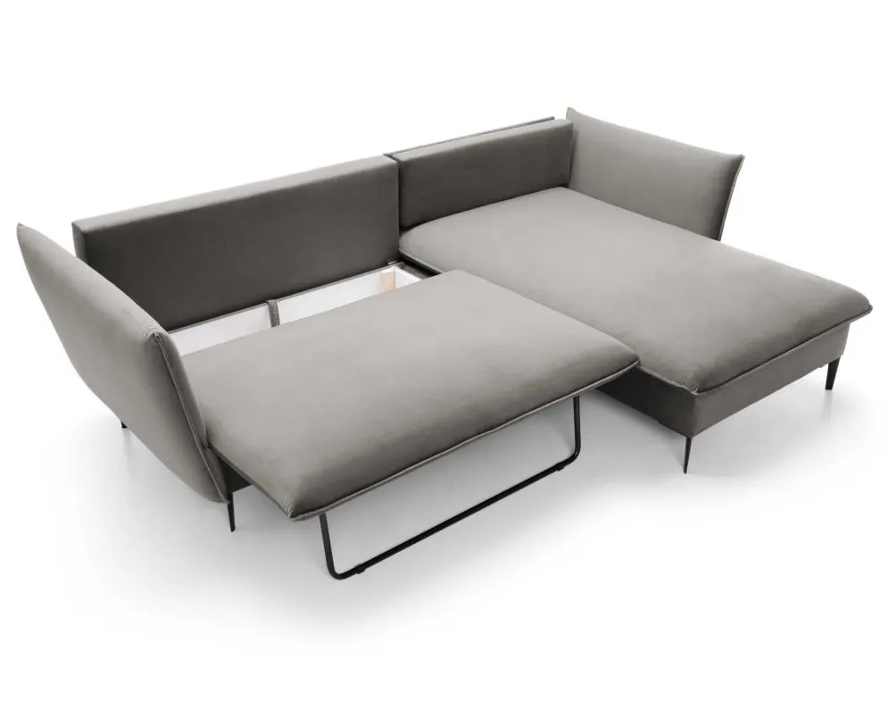 Narożnik z funkcją spania BOSS szary na metalowych nogach I sklep meblowy MIRAT.