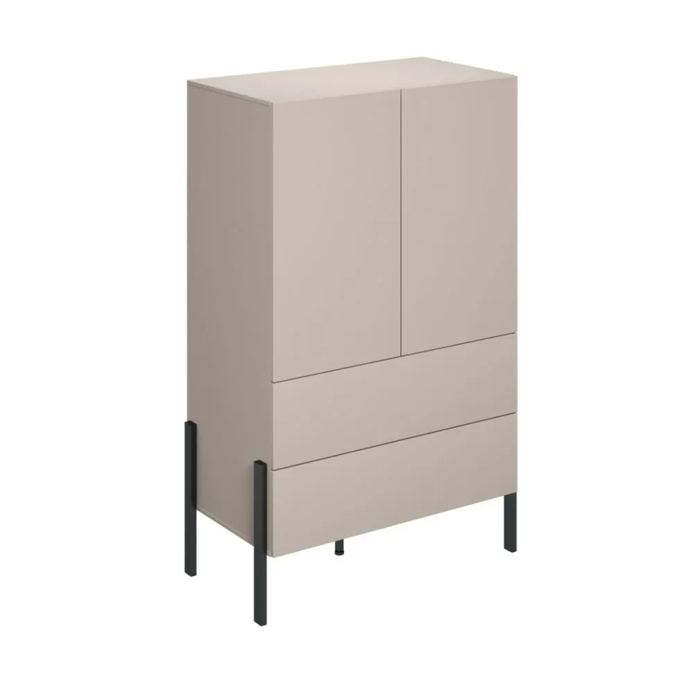 Komoda wysoka JUKON 2D2S 90cm kaszmirowa na metalowych nogach I sklep meblowy MIRAT.