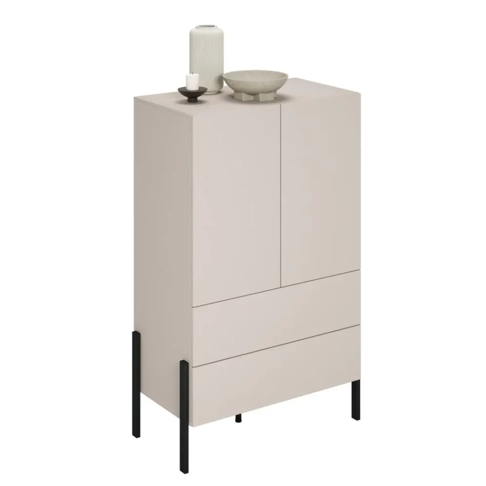 Komoda wysoka JUKON 2D2S 90cm kaszmirowa na metalowych nogach I sklep meblowy MIRAT.