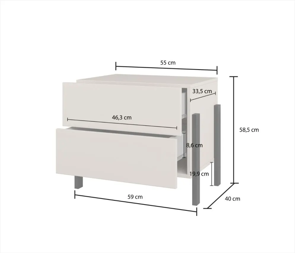 Szafka nocna JUKON 2S 55cm kaszmirowa nowoczesna I sklep meblowy MIRAT.