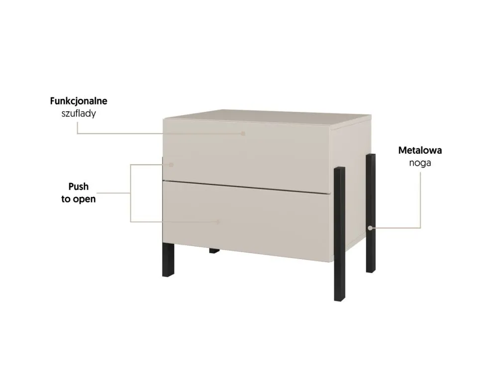 Szafka nocna JUKON 2S 55cm kaszmirowa nowoczesna I sklep meblowy MIRAT.