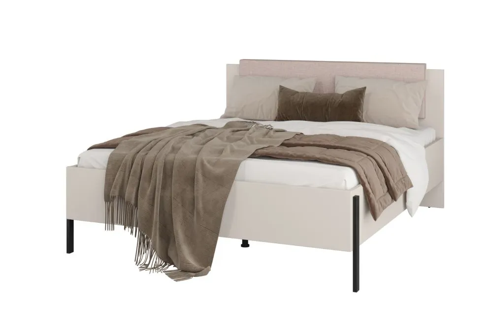 Łóżko dwuosobowe JUKON 160x200 kaszmirowe z pojemnikiem i tapicerowanym zagłówkiem I sklep meblowy MIRAT. kolekcja JUKON