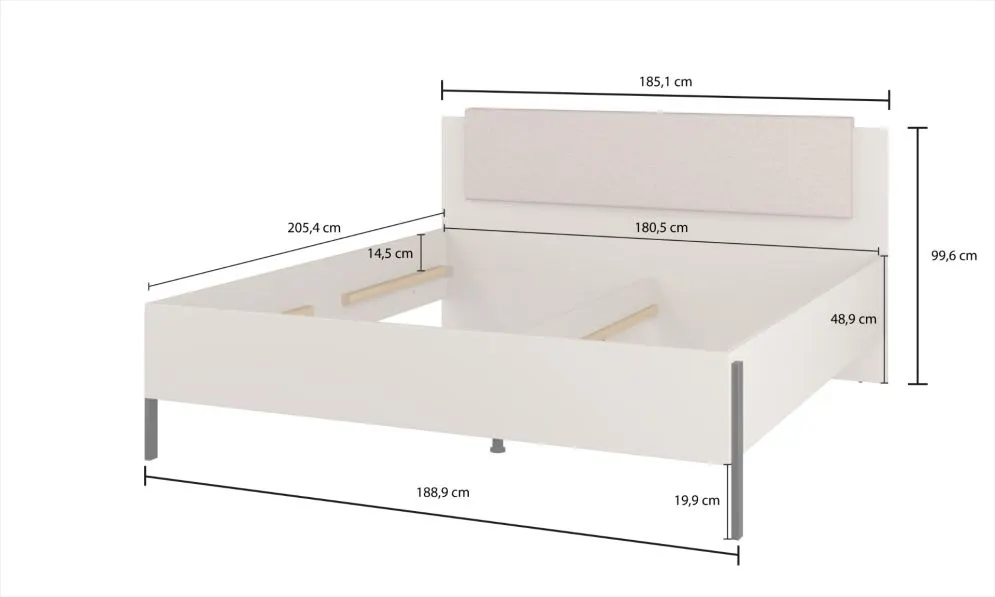 Łóżko dwuosobowe JUKON 180x200 kaszmirowe z tapicerowanym zagłówkiem I sklep meblowy MIRAT.  kolekcja JUKON