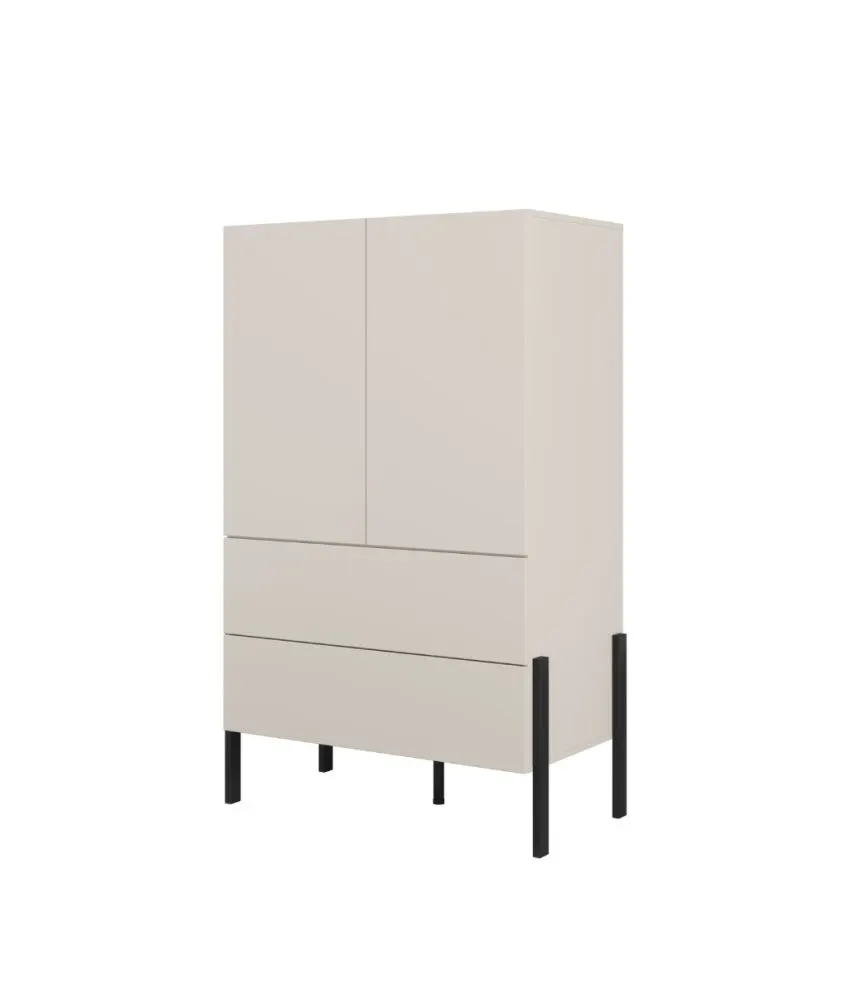 Komoda wysoka JUKON 2D2S 90cm kaszmirowa na metalowych nogach I sklep meblowy MIRAT.