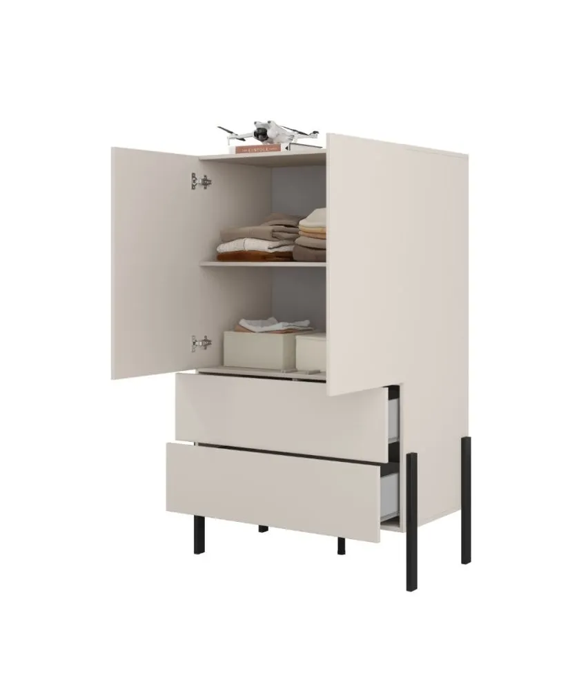 Komoda wysoka JUKON 2D2S 90cm kaszmirowa na metalowych nogach I sklep meblowy MIRAT.