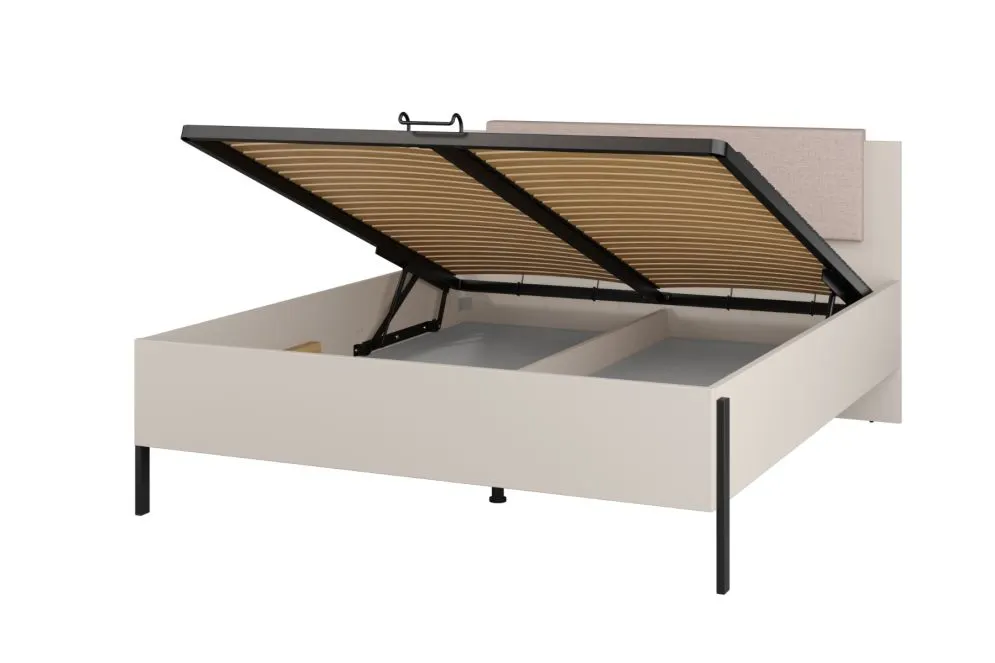 Łóżko dwuosobowe JUKON 160x200 kaszmirowe z pojemnikiem i tapicerowanym zagłówkiem I sklep meblowy MIRAT. kolekcja JUKON