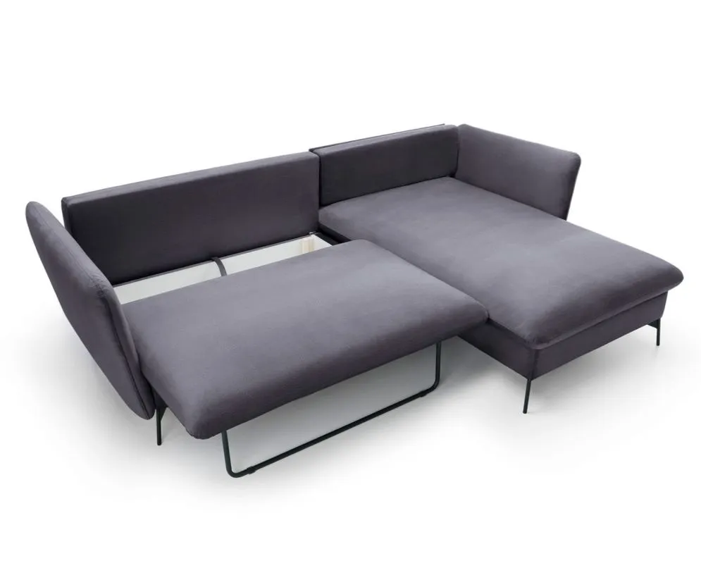 Narożnik z funkcją spania LINDA VELVET grafitowy prawy I sklep meblowy MIRAT.