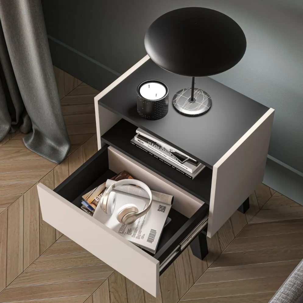 Szafka nocna FRESHION 06 kaszmirowa/czarna I sklep meblowy MIRAT.  kolekcja FRESHION
