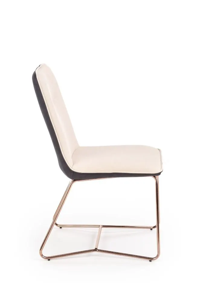 Krzesło K390 kremowe/ciemno szare na różowo złotej podstawie | MIRAT. w stylu  kolekcja