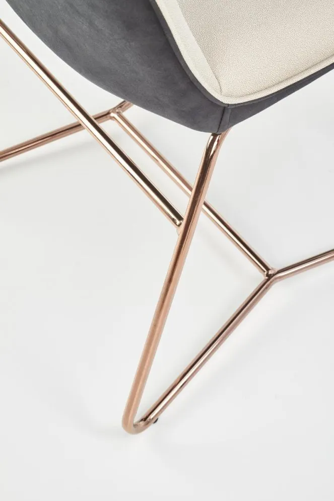 Krzesło K390 kremowe/ciemno szare na różowo złotej podstawie | MIRAT. w stylu  kolekcja