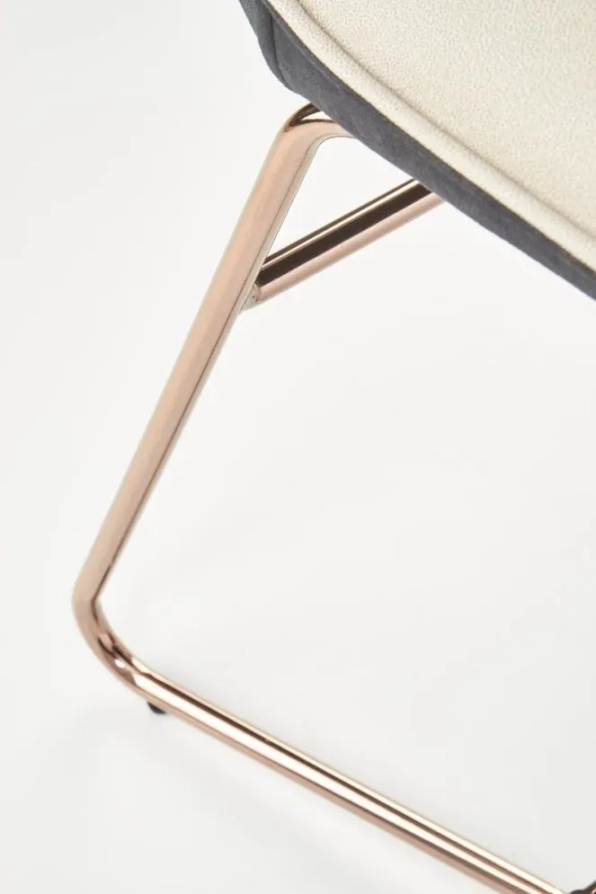 Krzesło K390 kremowe/ciemno szare na różowo złotej podstawie | MIRAT. w stylu  kolekcja