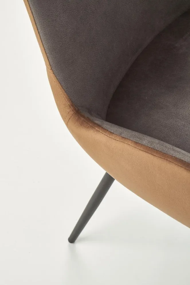 Krzesło K392 VELVET ciemno szare/brązowe tapicerowane aksamitem | MIRAT.