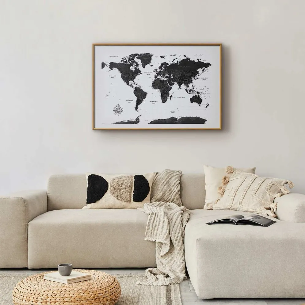 Plakat Monochromatyczna mapa 42x29,7 cm z ramą złotą z marginesem | MIRAT.