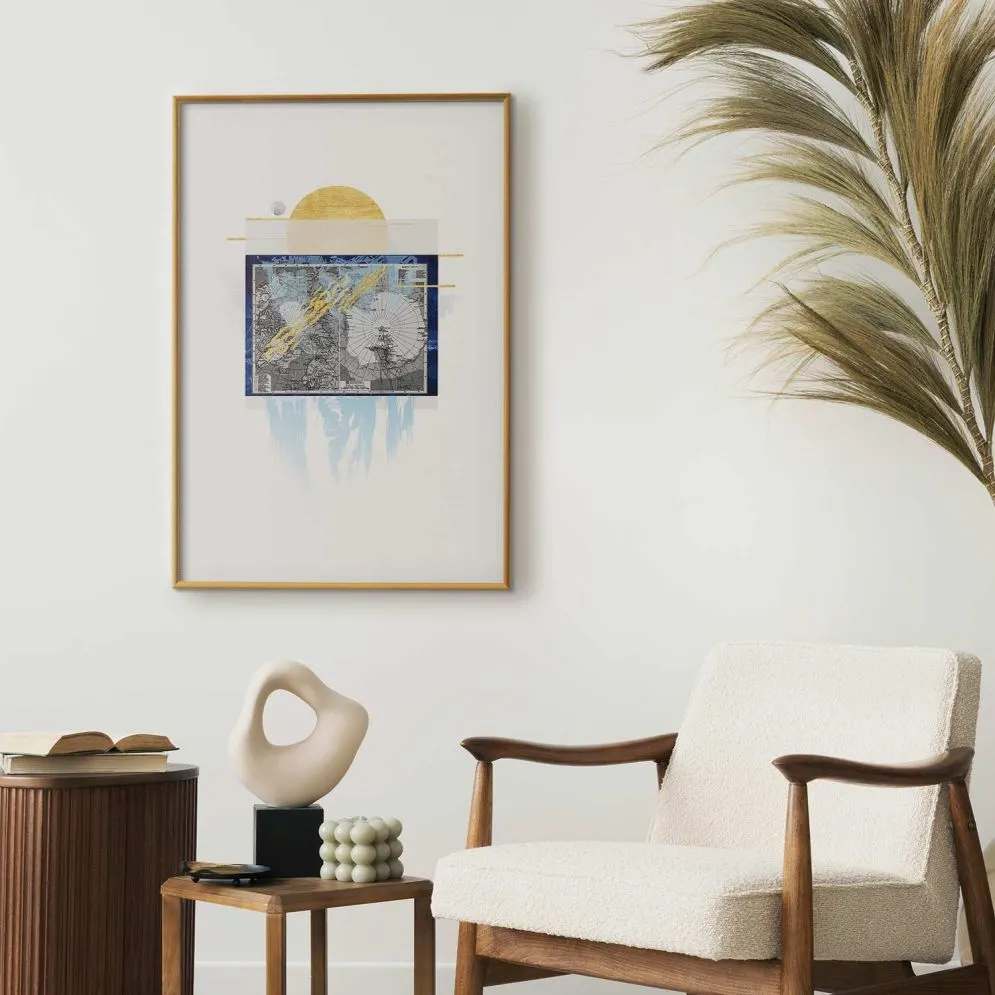 Plakat Antarktyda 60x90cm z ramą złotą z marginesem | MIRAT. kolekcja k-C-0091-ao-a