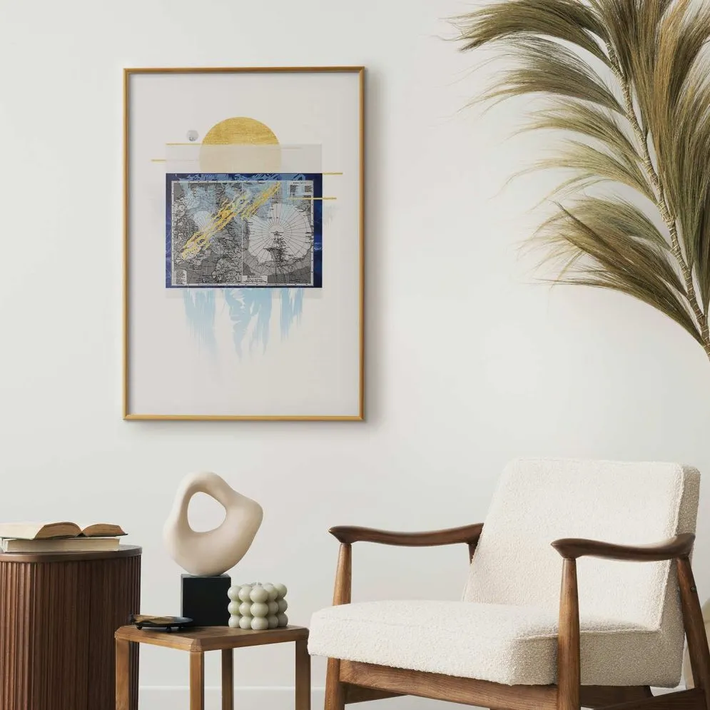 Plakat Antarktyda 21x30cm z ramą złotą bez marginesu | MIRAT. kolekcja k-C-0091-ao-a