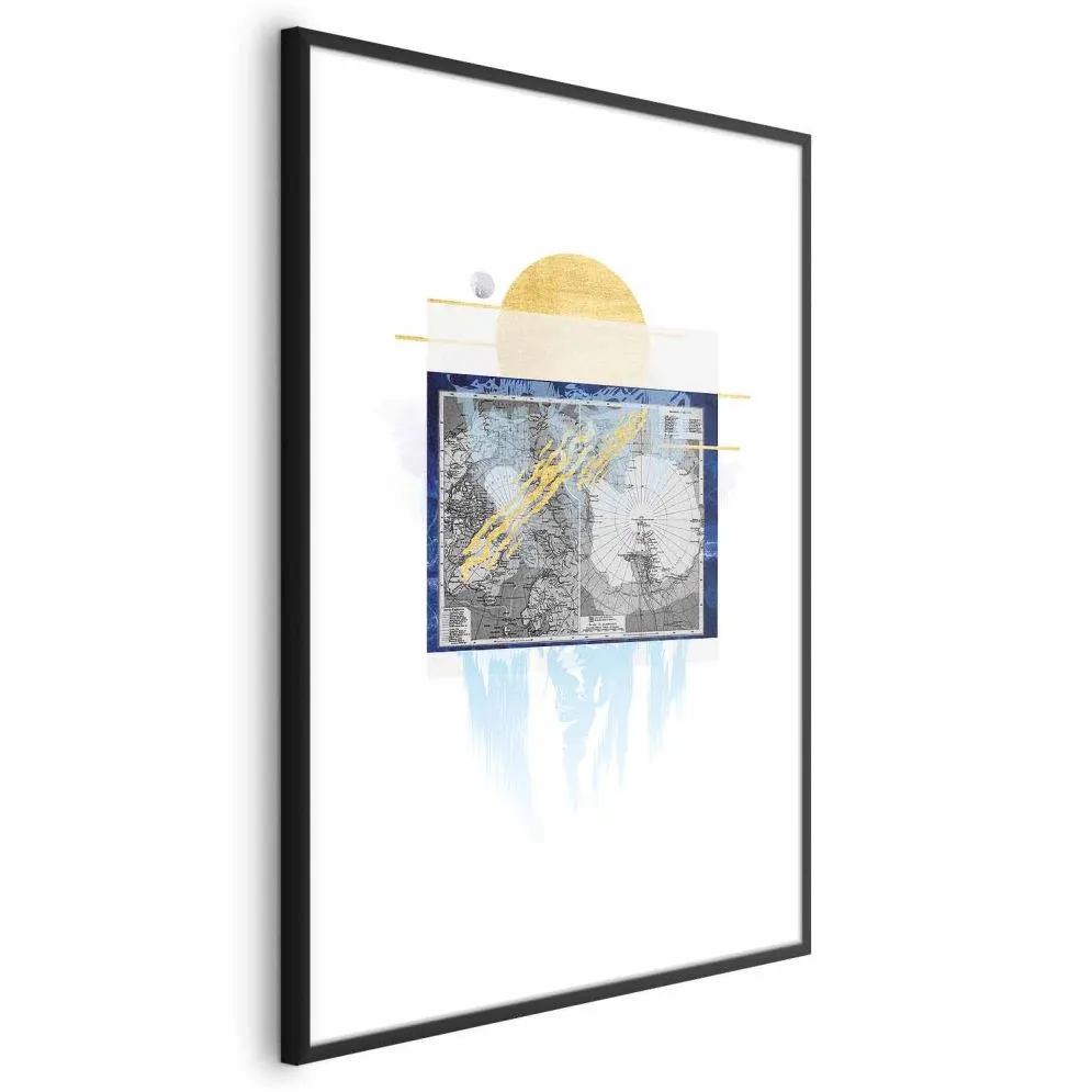 Plakat Antarktyda 21x30cm z ramą czarną z marginesem | MIRAT.  kolekcja k-C-0091-ao-a