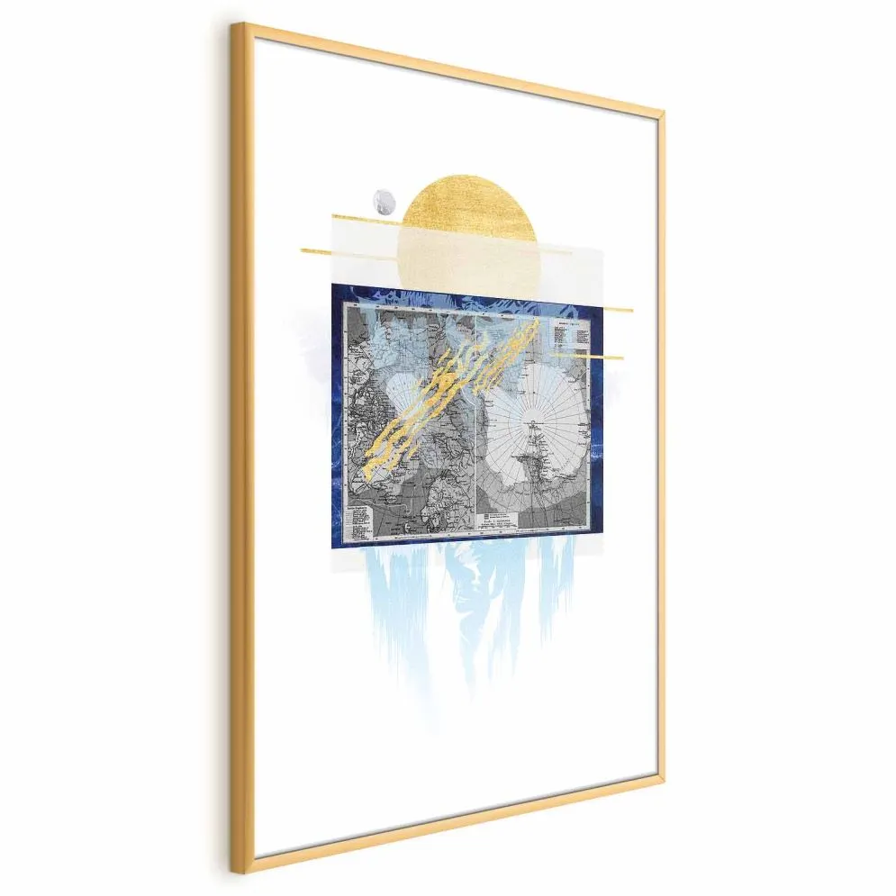 Plakat Antarktyda 21x30cm z ramą złotą bez marginesu | MIRAT. kolekcja k-C-0091-ao-a