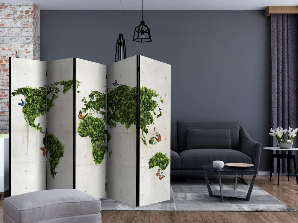 Parawan akustyczny Mapy 225x172 cm 5-częściowy biały | MIRAT.