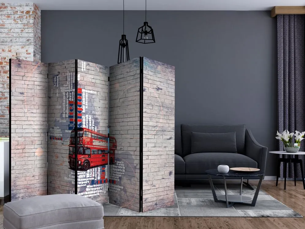 Parawan jednostronny Mapy 225x172 cm 5-częściowy szary | MIRAT.