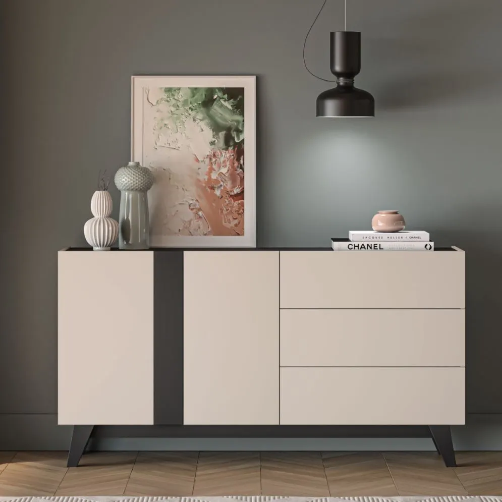 Komoda FRESHION 03 2D3S 160 kaszmirowa/czarna I sklep meblowy MIRAT. kolekcja FRESHION