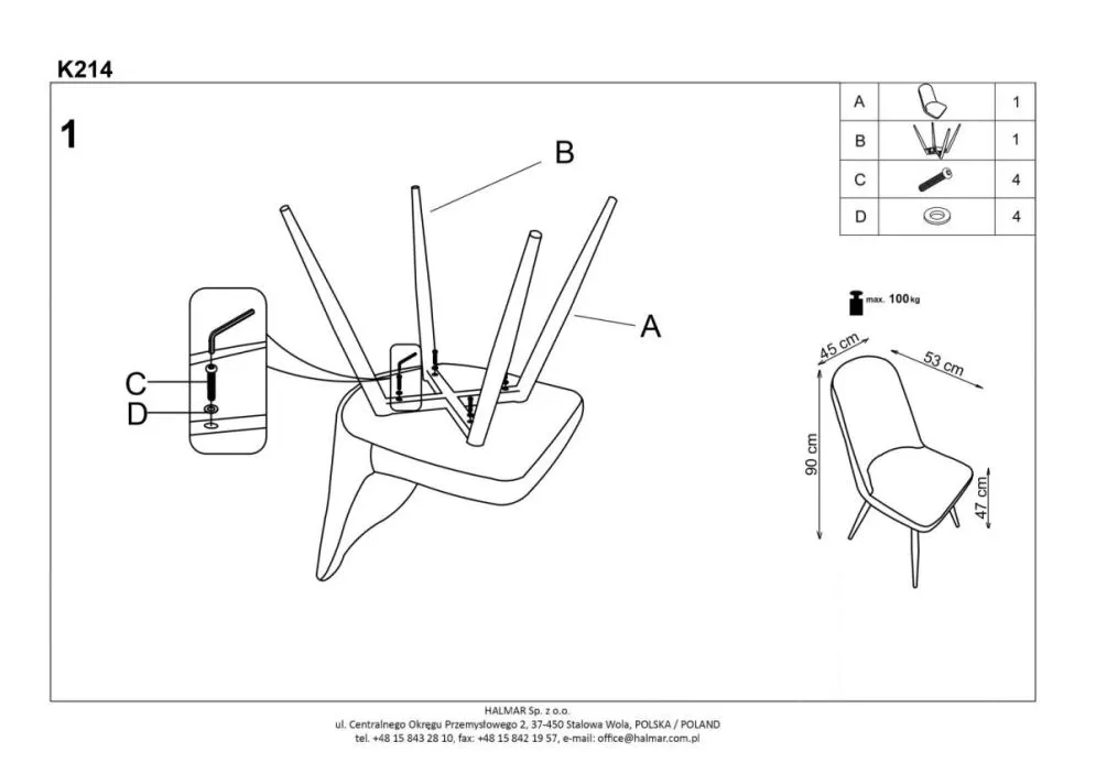Krzesło K214 popielate/dąb miodowy metalowe nogi | MIRAT.