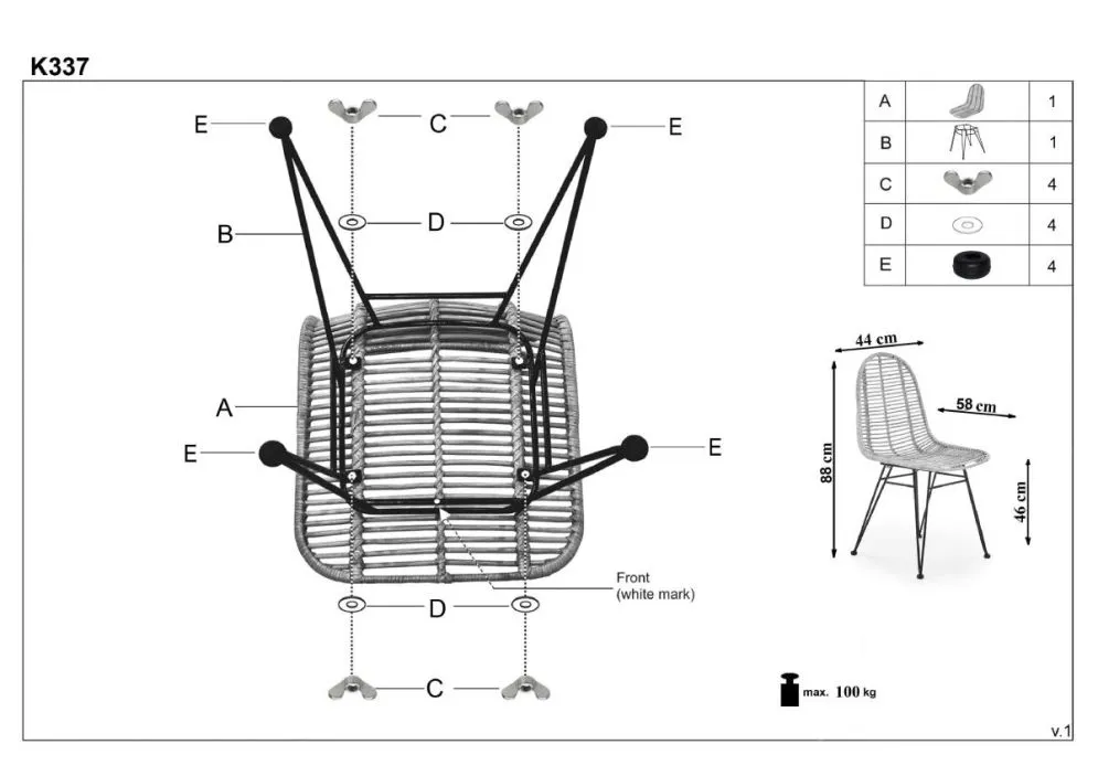 Krzesło K337 rattanowe z metalową podstawą | MIRAT. w stylu LOFT, VINTAGE kolekcja