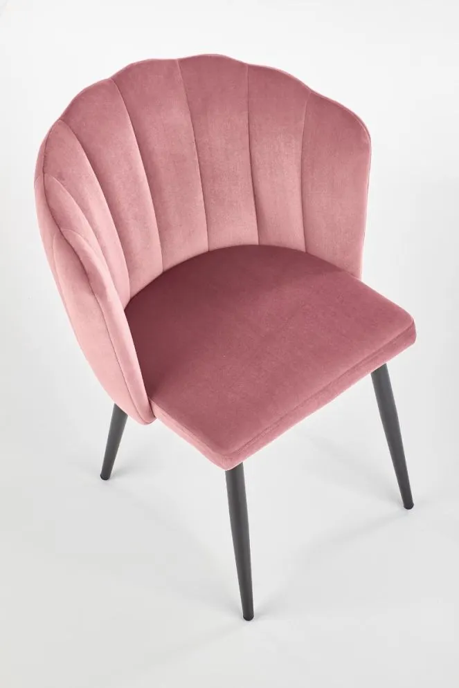 Krzesło K386 VELVET różowe z przeszyciami w stylu glamour | MIRAT.