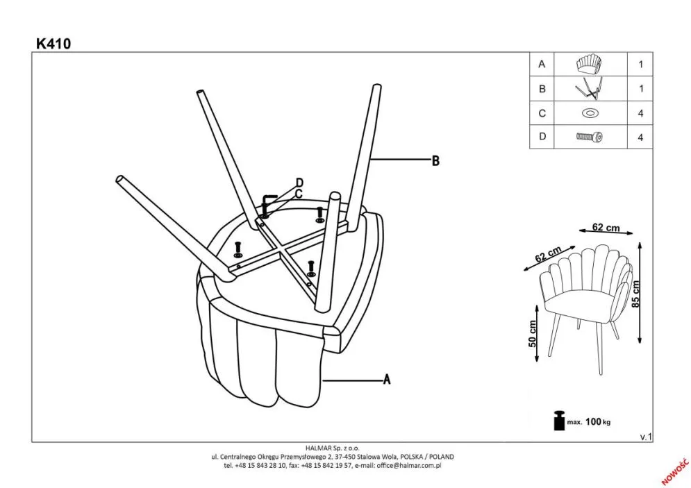 Krzesło K410 różowe tapicerowane muszelka | MIRAT. w stylu GLAMOUR kolekcja
