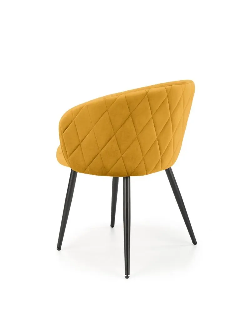 Krzesło K430 VELVET musztardowe tapicerowane aksamitem | MIRAT. w stylu GLAMOUR, LOFT kolekcja