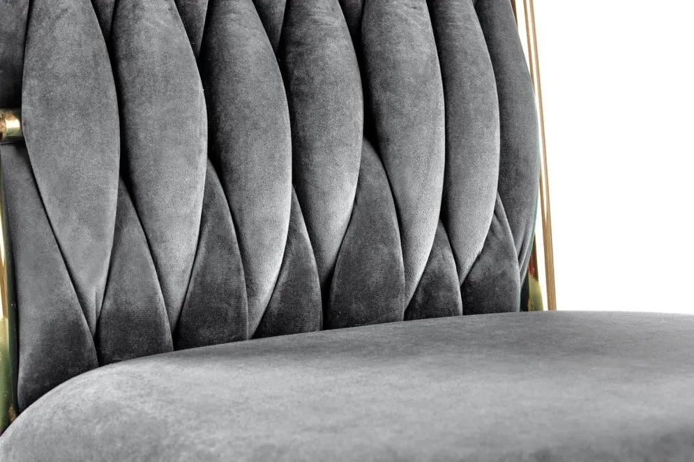 Krzesło K436 VELVET szare/złote tapicerowane do jadalni | MIRAT. styl GLAMOUR