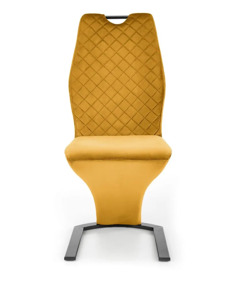 Krzesło tapicerowane K442 VELVET musztardowe pikowane welurowe | MIRAT.