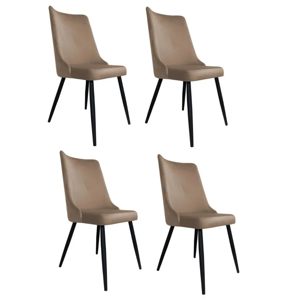 Zestaw krzeseł CYPRIAN VELVET 4 szt. beżowe polski wyrób I sklep meblowy MIRAT.